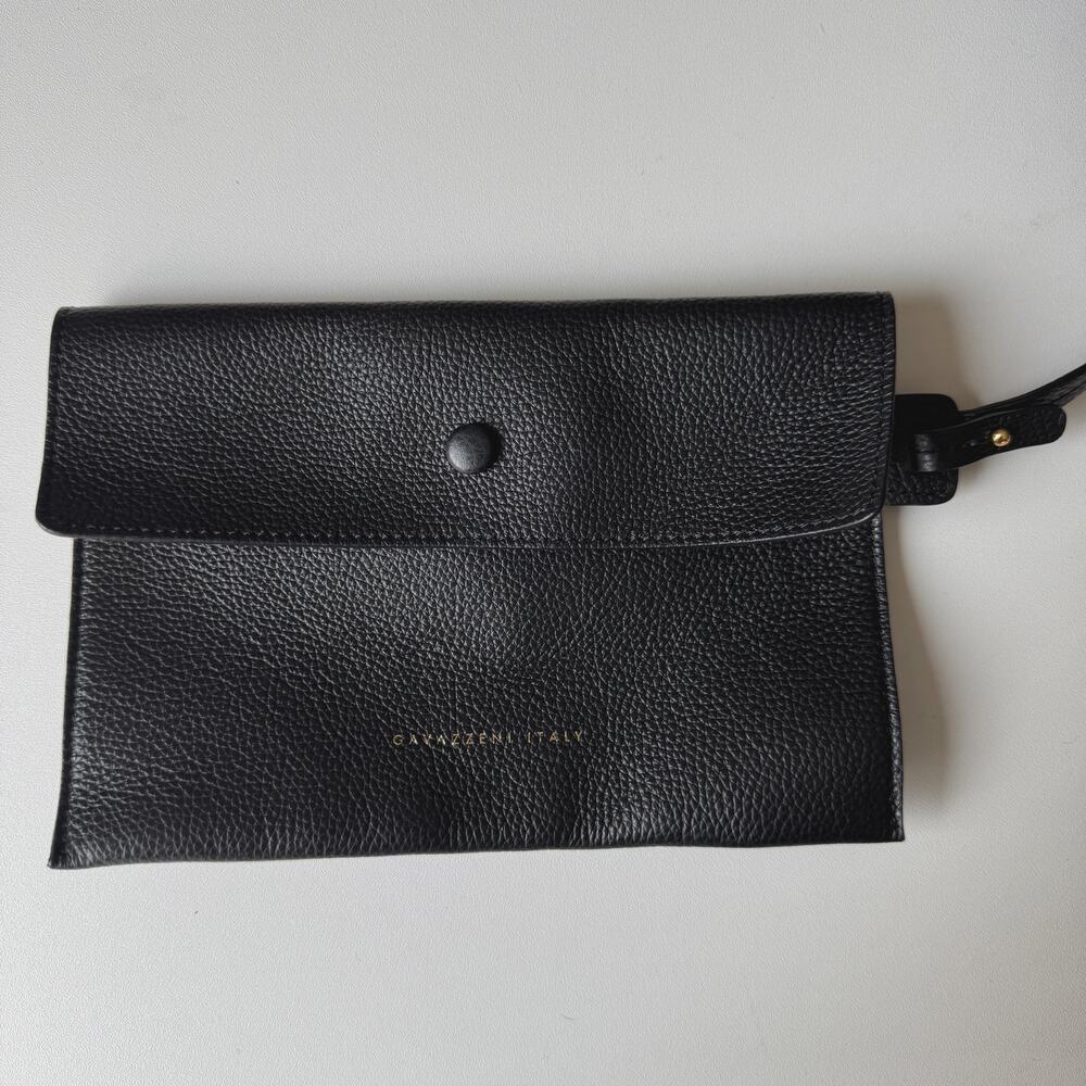 Gavazzeni Italy Black Pebbled Leather Kate Large Shoulder Bag - Picture 9 of 11